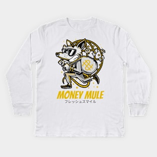 Money Mule Thief Funny Cartoon Characters Kids Long Sleeve T-Shirt